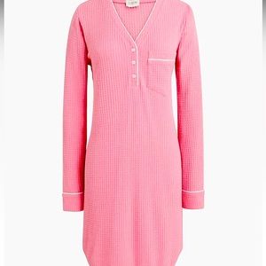 J. Crew | Sleepwear | Women’s brushed waffle henley pajama dress in pink | Sm